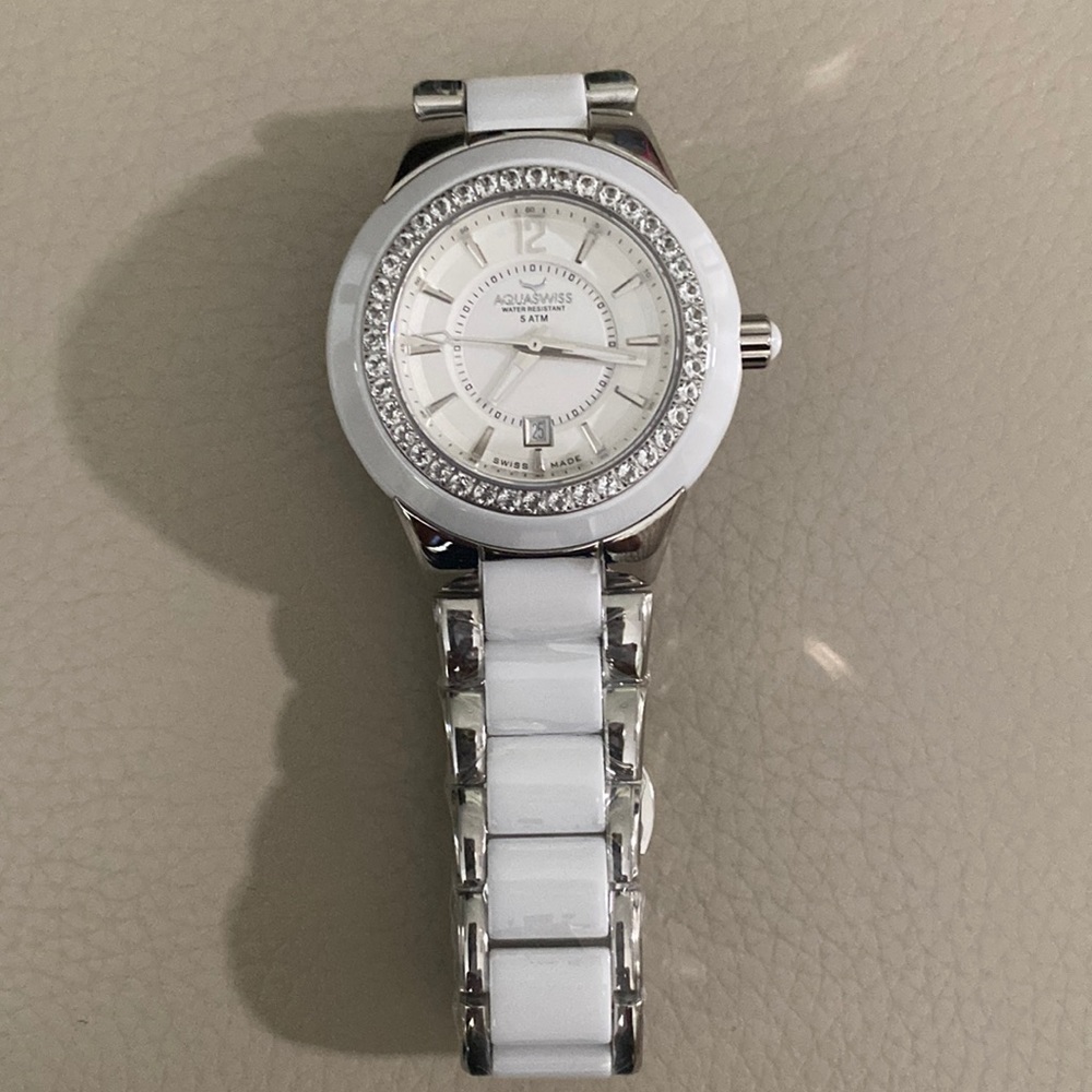 Aquaswiss Swiss Quartz Ceramic White Watch 38mm